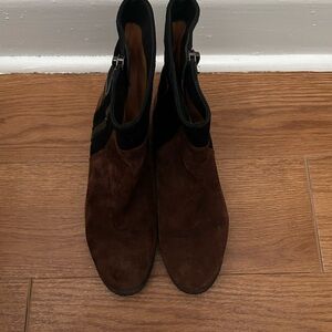 Via Spiga Brown and Black Suede Ankle Booties